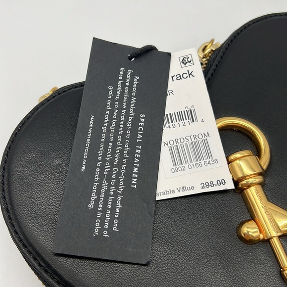 Rebecca Minkoff Heart Crossbody Bag Black Gold Silver - Picture 12 of 16